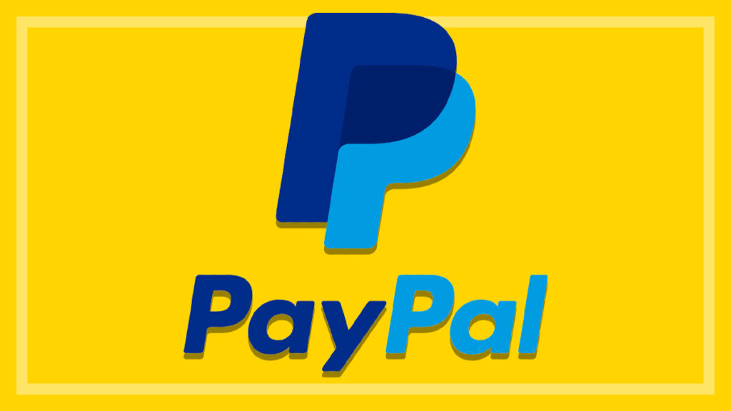 A yellow background with the paypal logo in it.